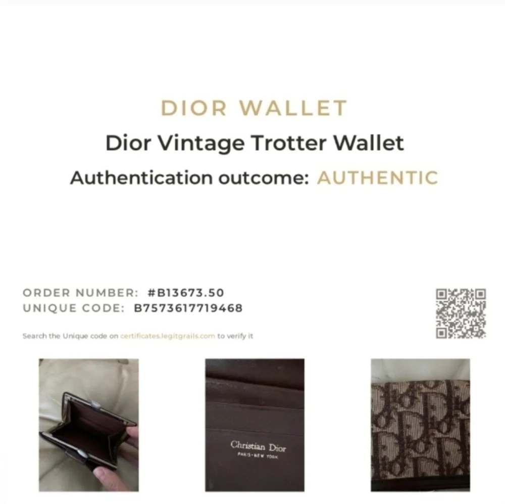 Authentic (COA) Vintage Christian Dior Trotter Wallet Kiss Lock with Dust Bag